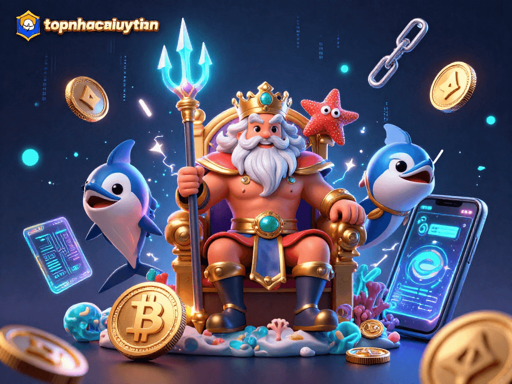 Engage in thrilling gameplay at topnhacaiuytinn with vibrant 3D digital casino illustration elements.