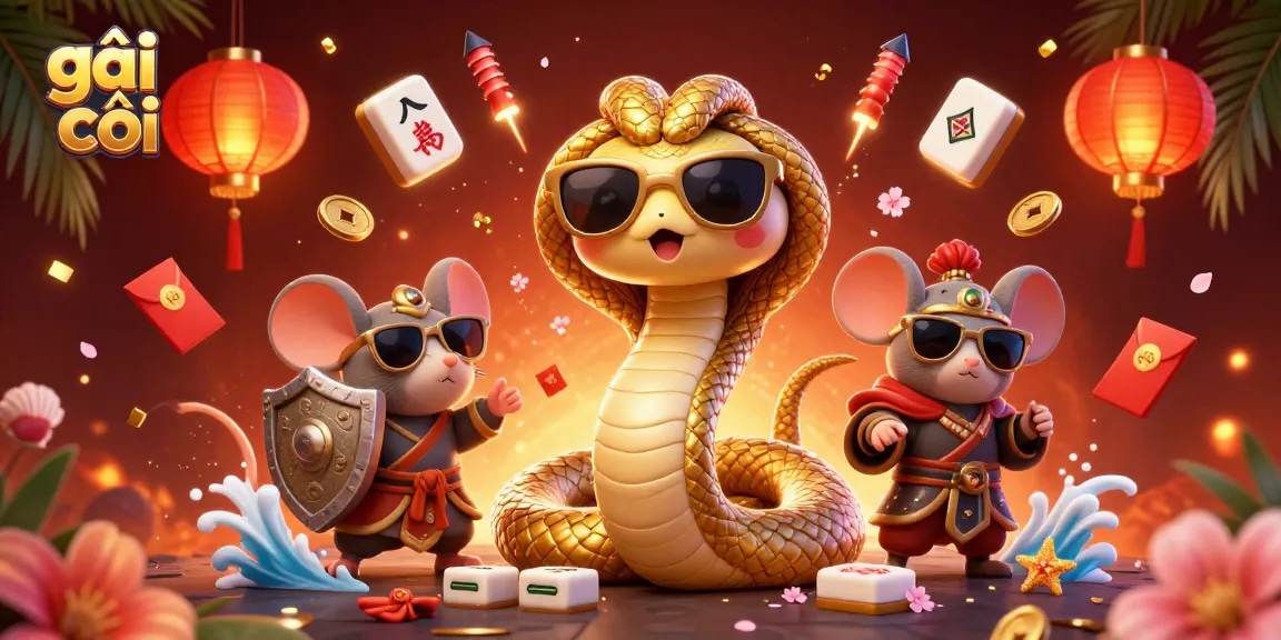 Engage with the vibrant 3D scene of gái gọi amidst floating mahjong tiles and enchanted decorative elements.