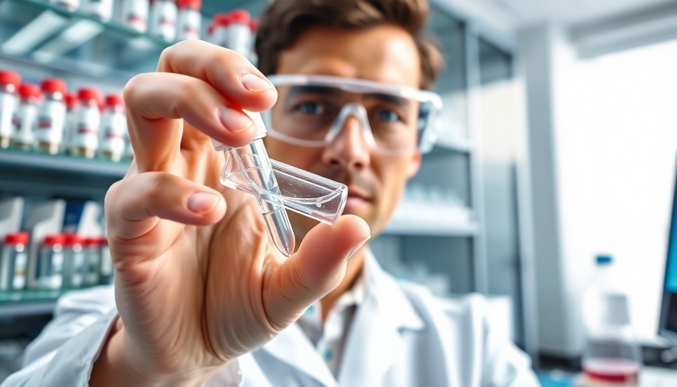 Explore peptides for sale in a professional lab as a researcher analyzes samples.