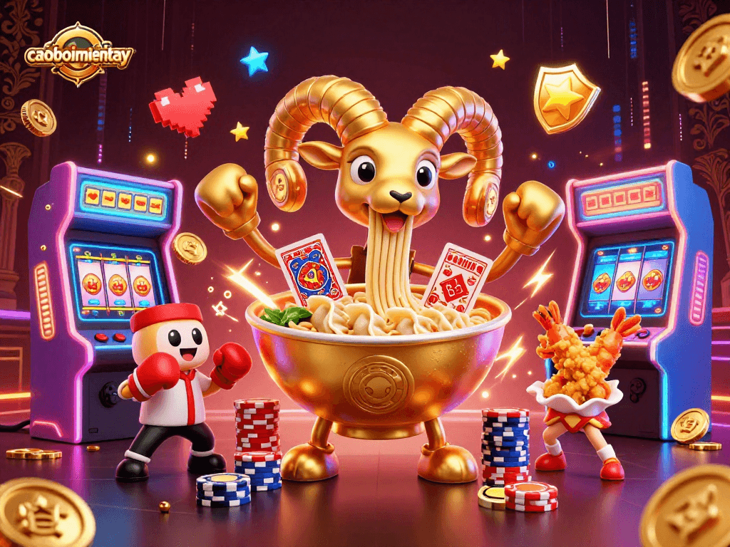 Engage in thrilling gameplay with caoboimientay featuring dynamic 3D characters in an energetic casino scene.