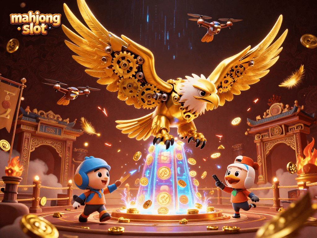 Taruhan mahjong slot dengan simbol jackpot dan koin emas berserakan di arena taruhan.