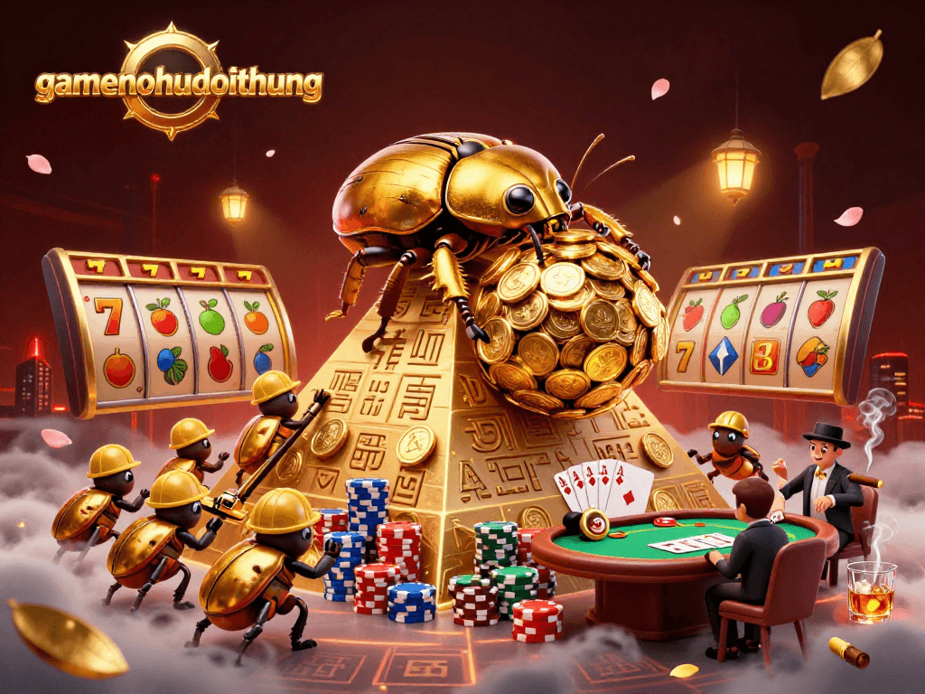 Experience thrilling gameplay with gamenohudoithuong's unique slot features amidst vibrant casino elements.