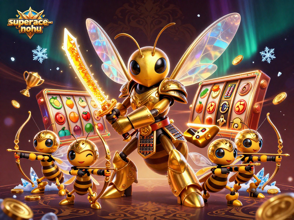 Spin to win at superace-nohu with vibrant 3D illustrations of golden hornets and slot reels
