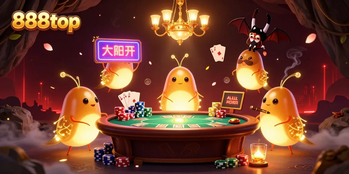 Experience the excitement of poker at 888top with glowing glowworms and a bat dealer.