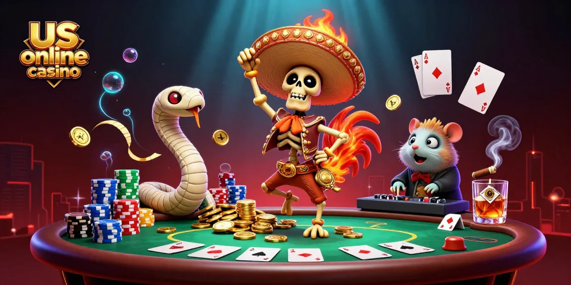 Experience the excitement of us online casino with vibrant gaming elements and unique characters.