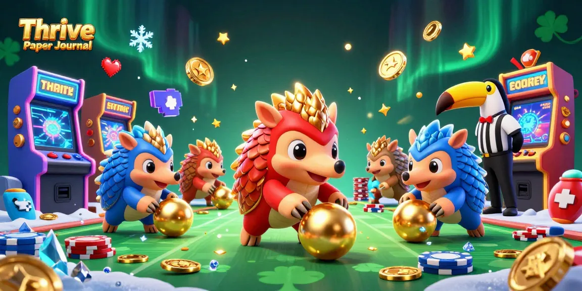 Thrive Paper Journal captivates with rival pangolins engaging in a thrilling casino showdown featuring poker chips.