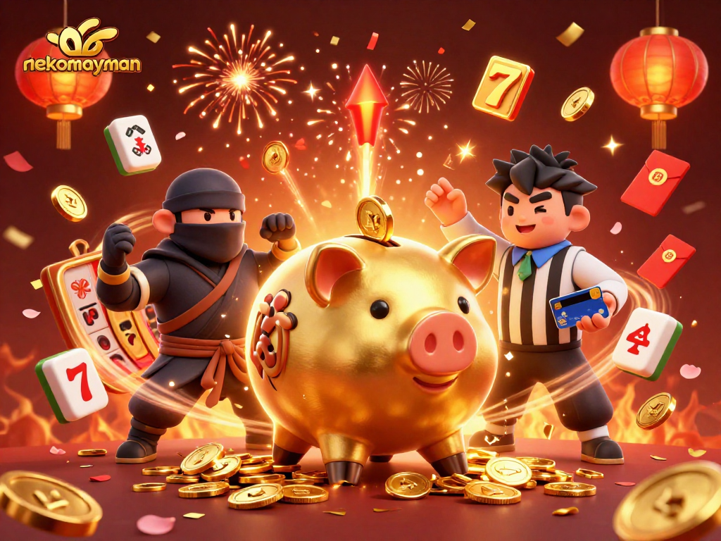Neko May Man players enjoy thrilling slots and jackpots in a vibrant casino scene.