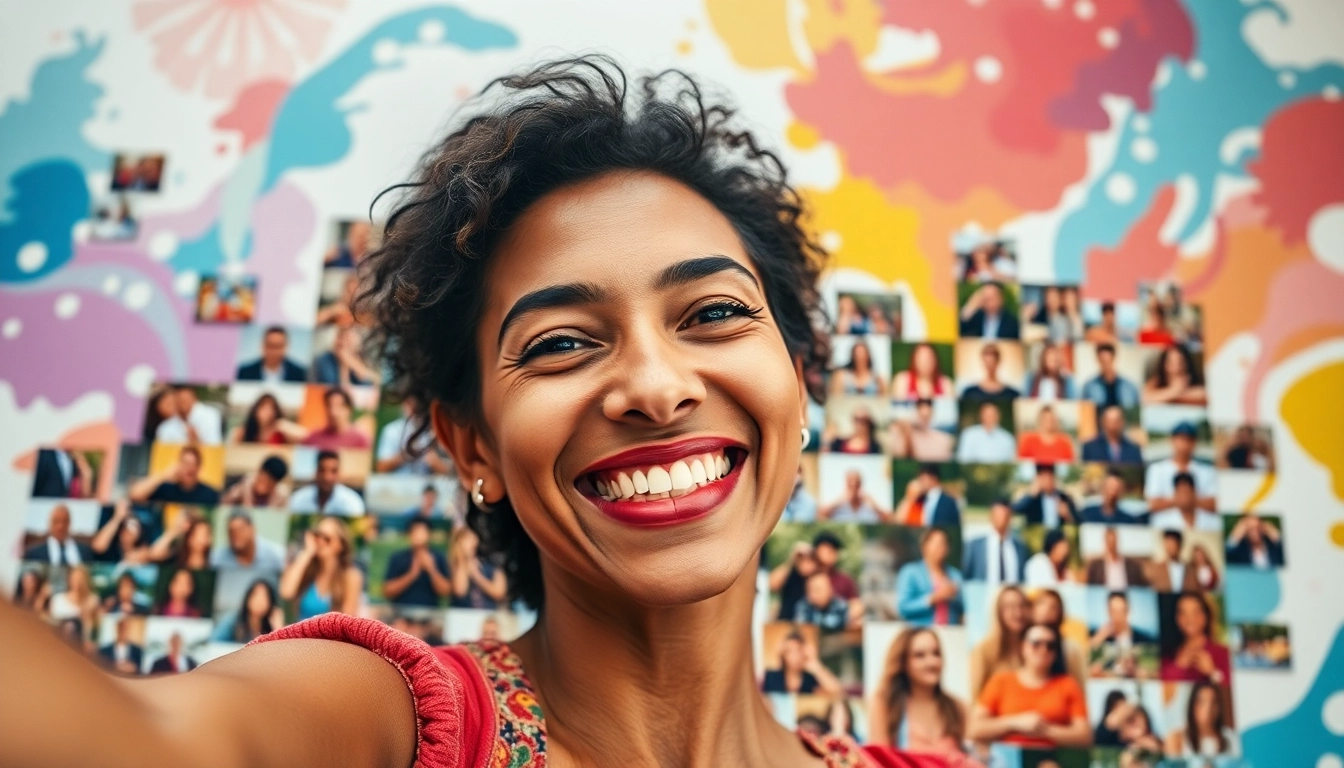Engaging selfie mosaic combining diverse moments into a joyful larger portrait.