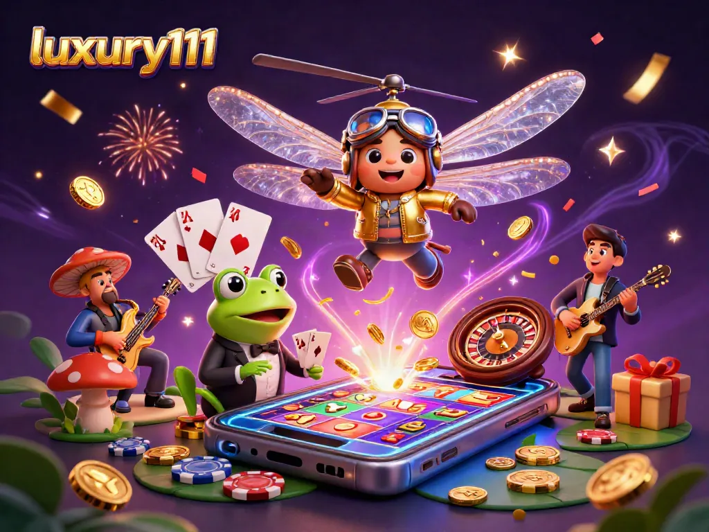 Experience thrilling gameplay at luxury111 with a dynamic illustration of gaming action.