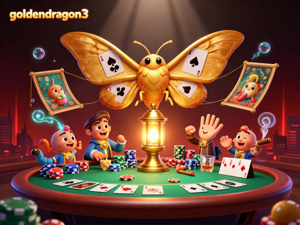 Experience the excitement of goldendragon3 with dynamic casino scenes woven by silk worms and a majestic moth.