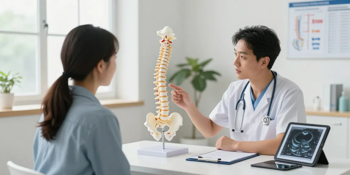Discussing Bel kayması ameliyatı with a patient in a medical consultation.