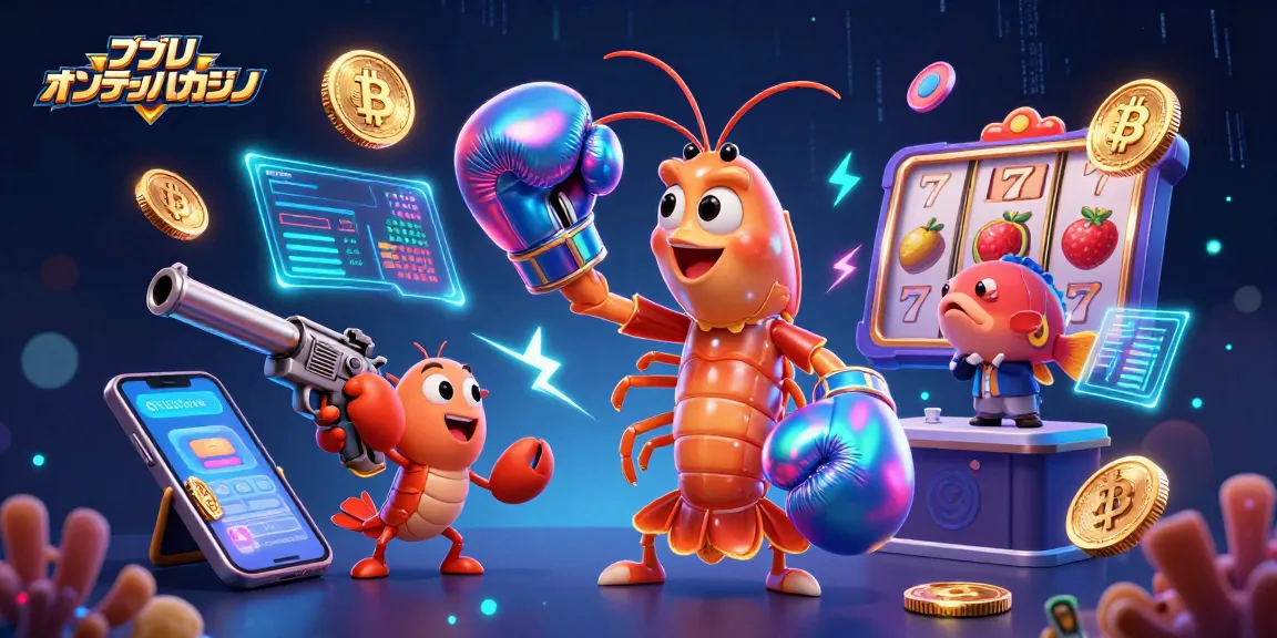 アプリ オンラインカジノのために賑やかな3Dキャラクターがスロットリールと暗い背景で活躍する
