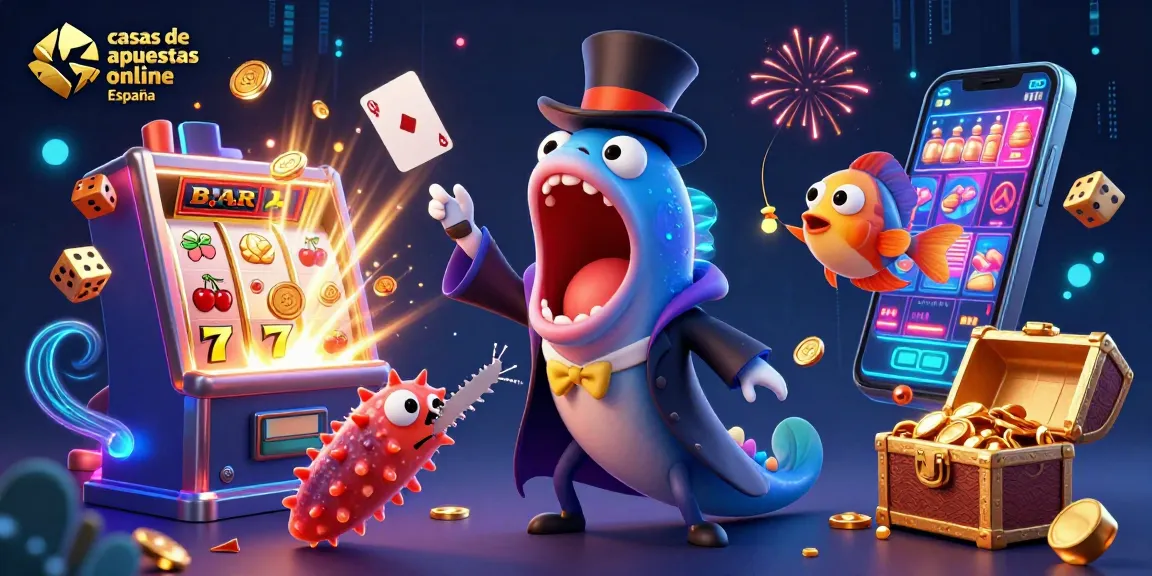 Descubre las mejores casas de apuestas online España mientras un pez globo realiza trucos de magia con cartas.