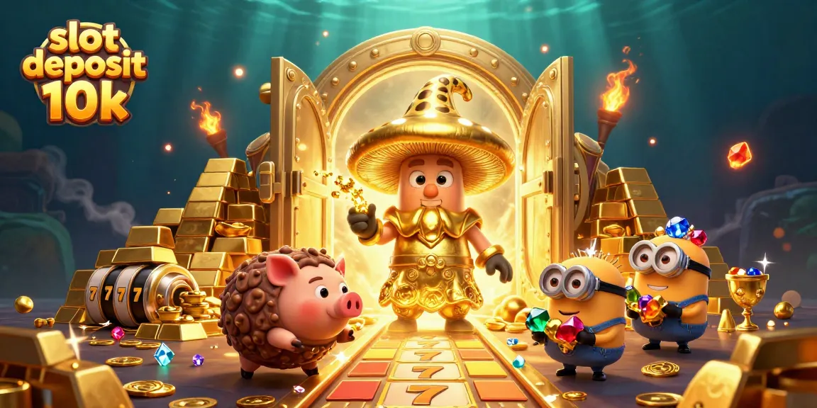 Experience the excitement of slot deposit 10k with our vibrant, treasure-filled 3D illustration.