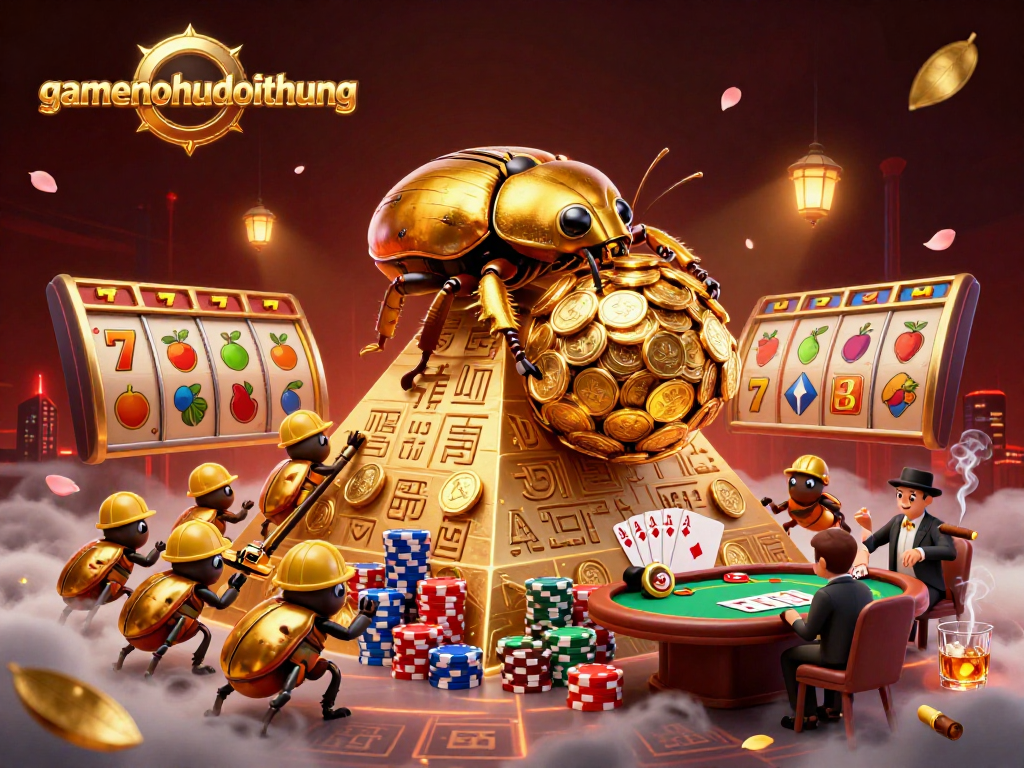 Experience thrilling gameplay with gamenohudoithuong's unique slot features amidst vibrant casino elements.
