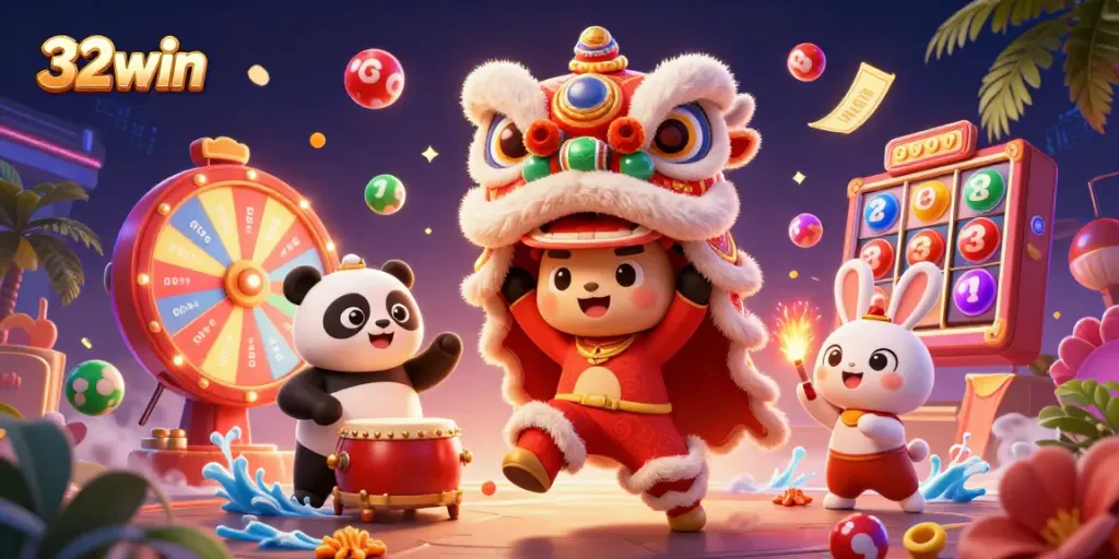 Join the excitement at 32win with dynamic games and vibrant visuals in this lively casino scene.