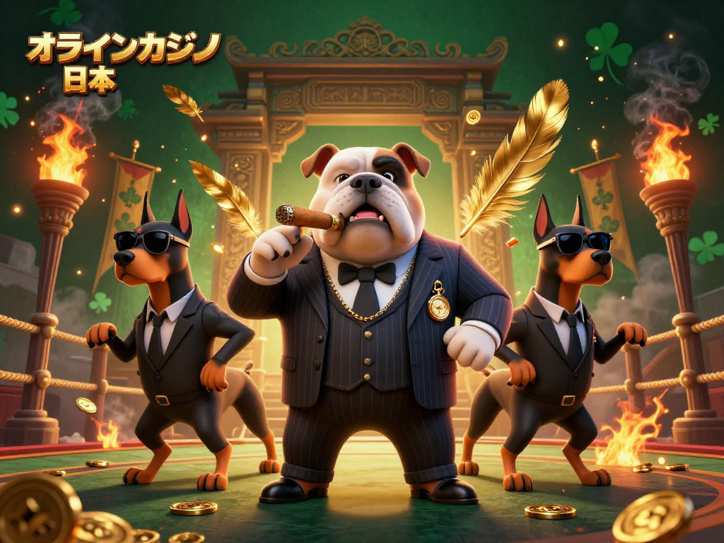 オンラインカジノ 日本で楽しい体験を持つかわいい犬たちのダイナミックなイラスト