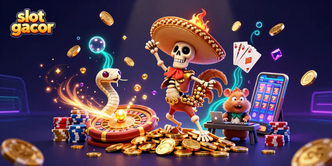 Experience the excitement of slot gacor with this vibrant 3D casino scene featuring unique characters and dynamic game elements.