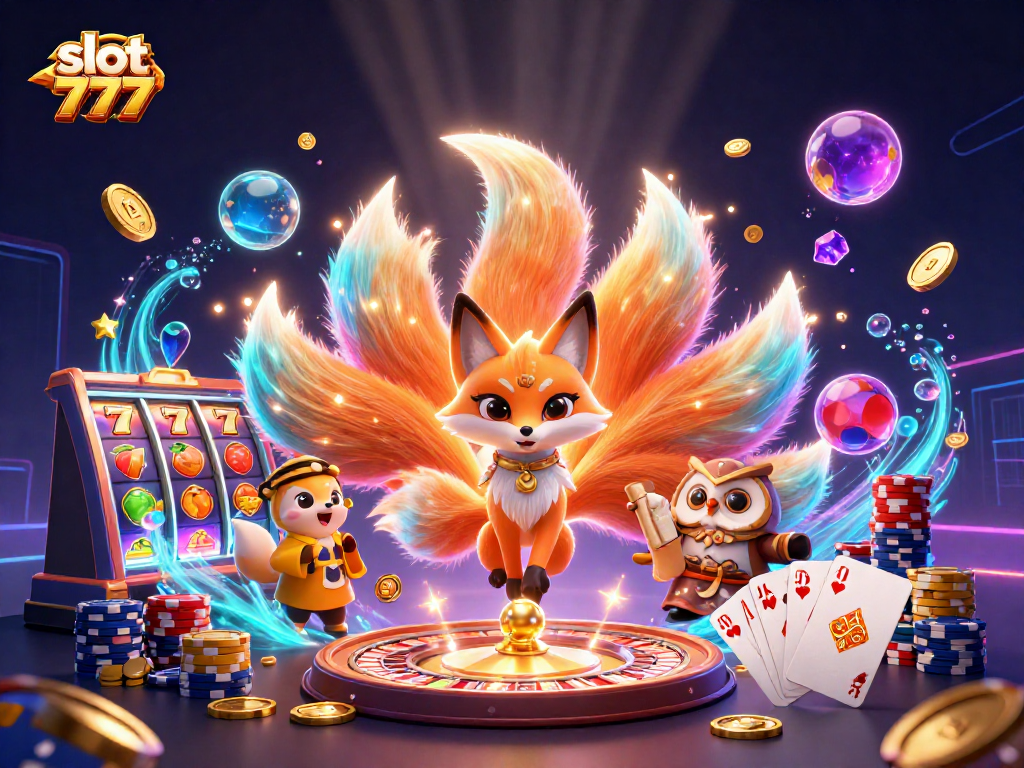 Spin the reels and win with slot 777 in this vibrant 3D casino illustration scheme.