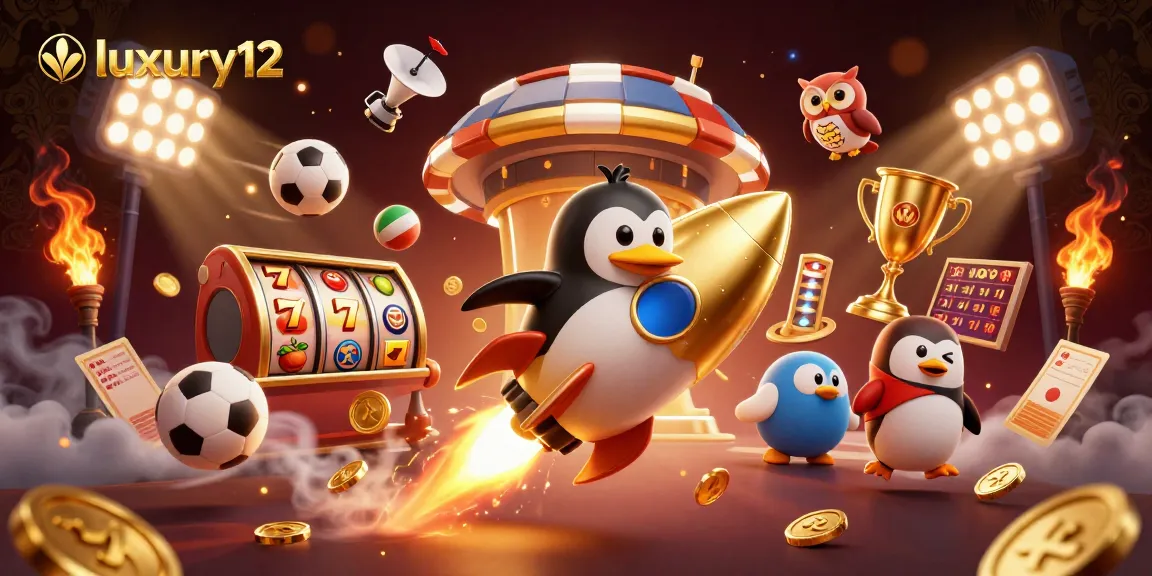 Meraih kemenangan di luxury12 sambil menikmati suasana kasino dengan simbol slot dan bintang.
