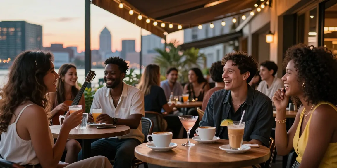Connecting singles through dating in an inviting urban café ambiance.