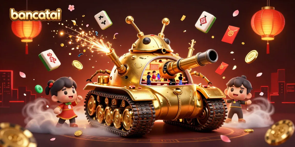 Experience the excitement of bancatai in this vibrant 3D casino illustration featuring a unique golden beetle tank.
