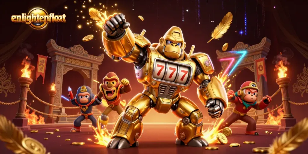 Experience the thrill of gambling with enlightenfloat's vibrant 3D casino scene featuring dynamic characters and exciting elements.