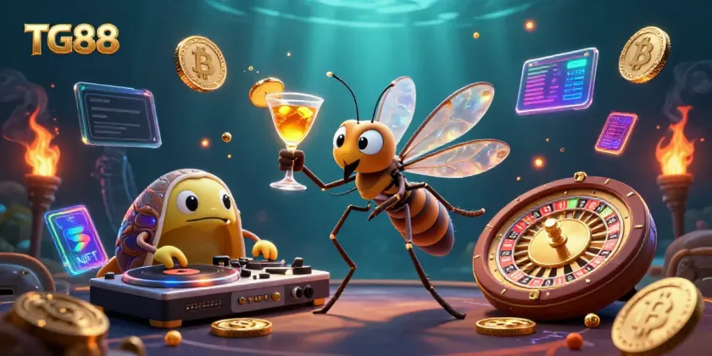 Experience the excitement of TG88 with immersive casino characters and vibrant 3D elements.