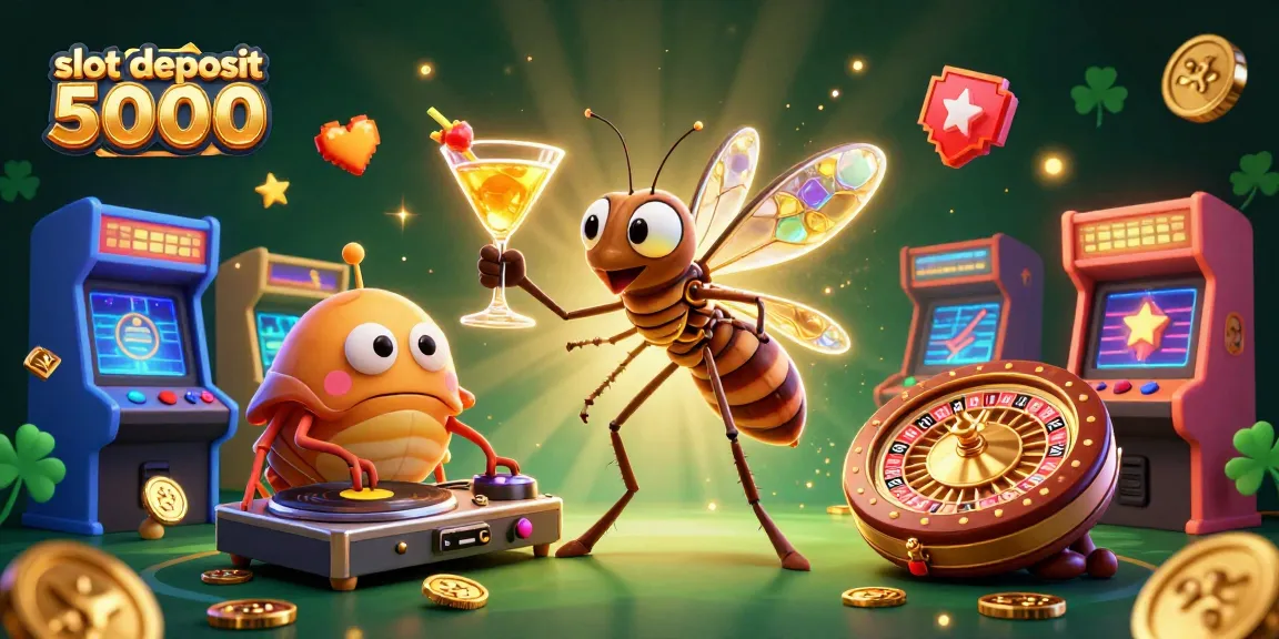 Experience the thrill of slot deposit 5000 at an energetic casino scene filled with vibrant characters.