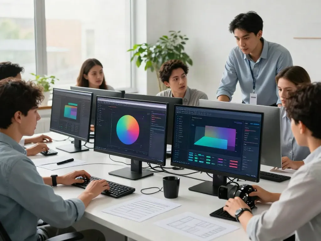 Branded professional tax software team collaborating in a modern office