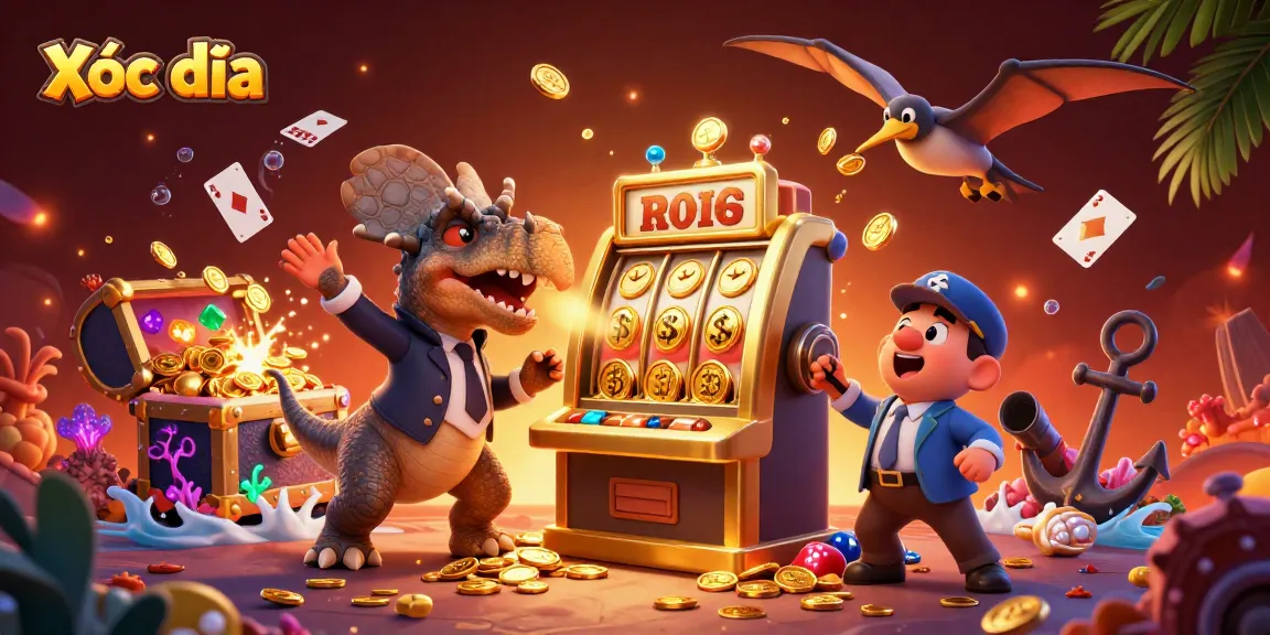 Xóc đĩa game experience with characters celebrating jackpot wins and dynamic casino elements