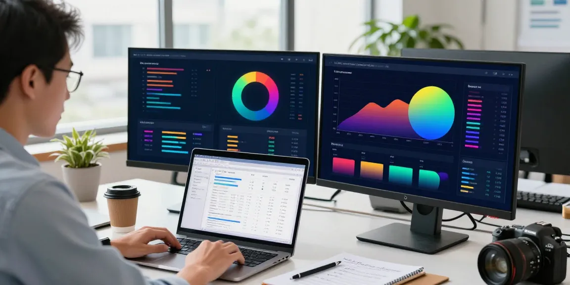 Analyzing business data from Outscraper in a modern office with charts and metrics.