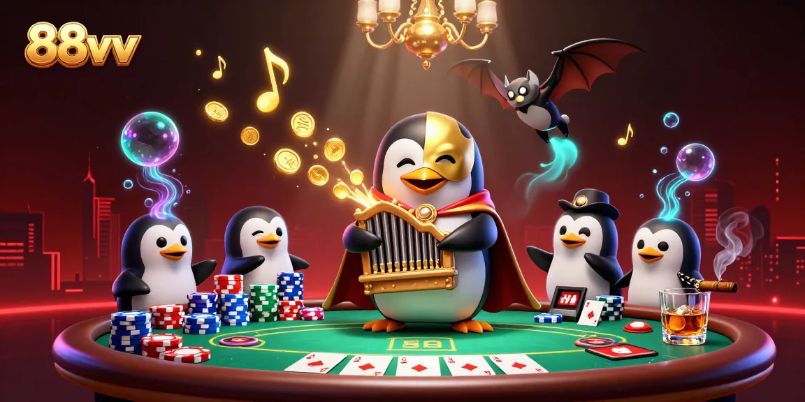 Experience gaming excitement with 88vv as a phantom opera penguin plays with brilliant casino elements.