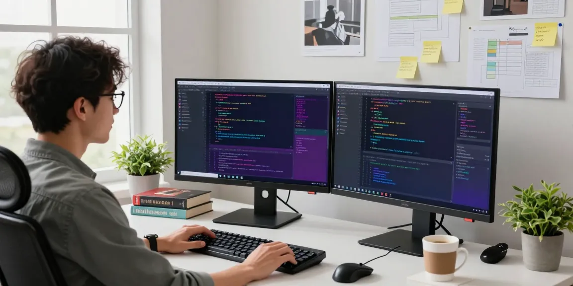 Developer working on innovative projects at https://www.bdtjl.app/ in a bright, inspiring software development workspace.