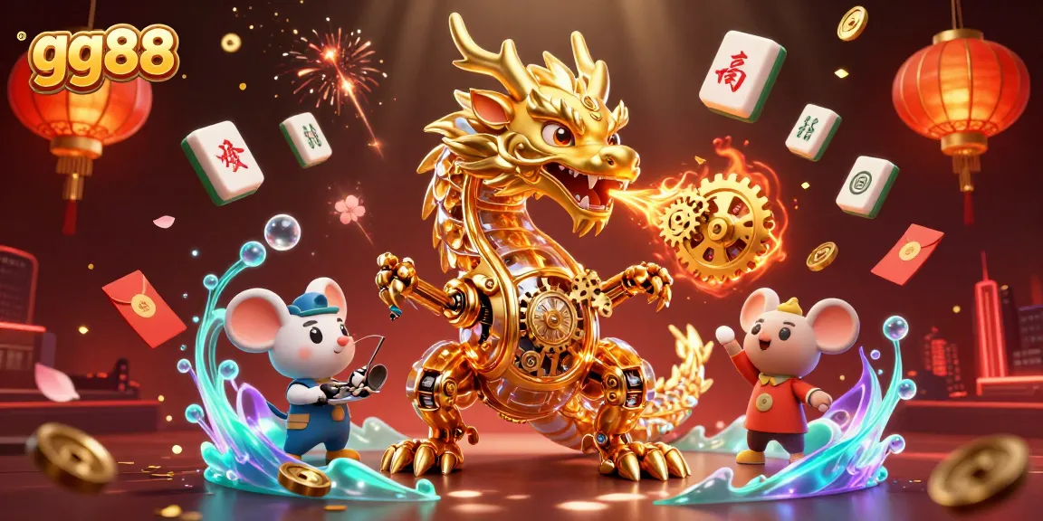 Discover gg88's golden dragon and mouse engineer in a vibrant online casino scene showcasing luck and opportunity.