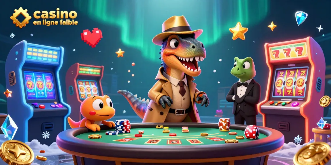 Illustration d'un velociraptor jouant dans un casino en ligne fiable avec une ambiance ludique