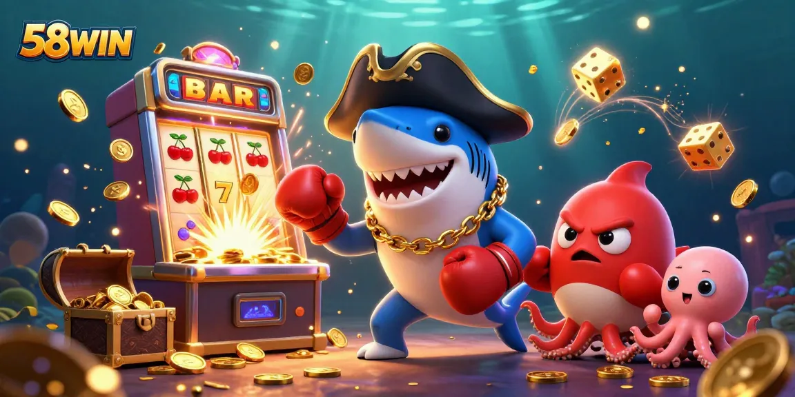 Experience thrilling gameplay with 58WIN's animated characters and vibrant casino elements