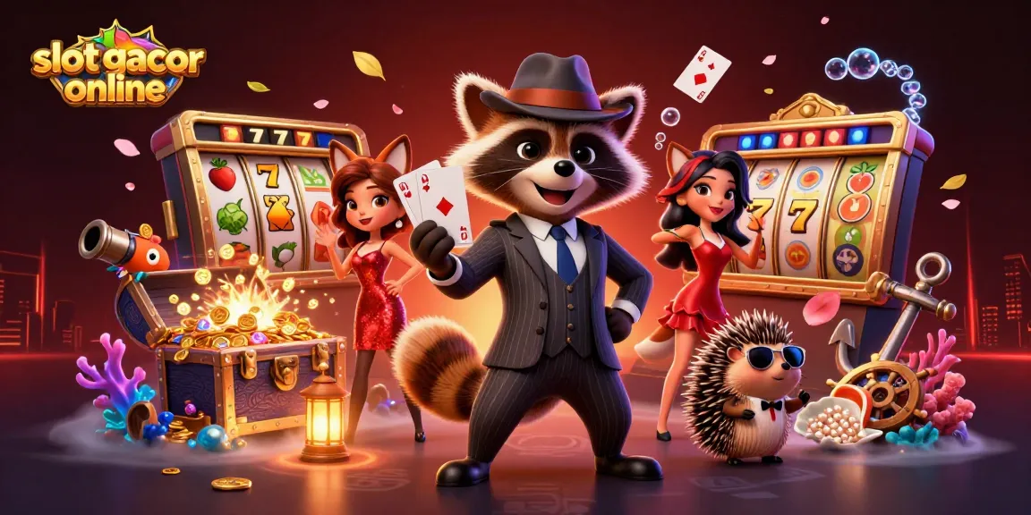Menangkan slot gacor online dengan rakun pria yang glamor dalam suasana kasino yang megah.
