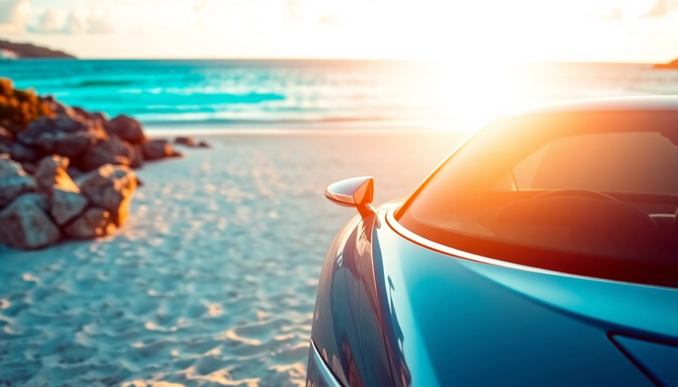 Enjoy premium car rental saint barth with a luxury vehicle on a stunning beach backdrop.