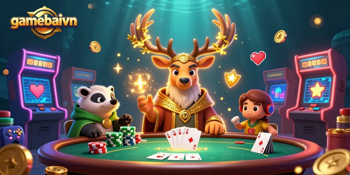 Engage with gamebaivn's vibrant poker scene featuring druidic elements and rich gaming visuals.