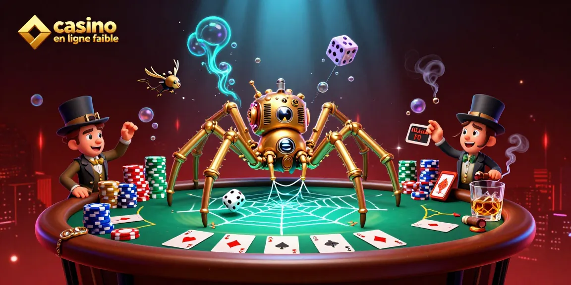 Plongez dans l'univers du casino en ligne fiable avec une araignée steampunk et un gentleman captivant.