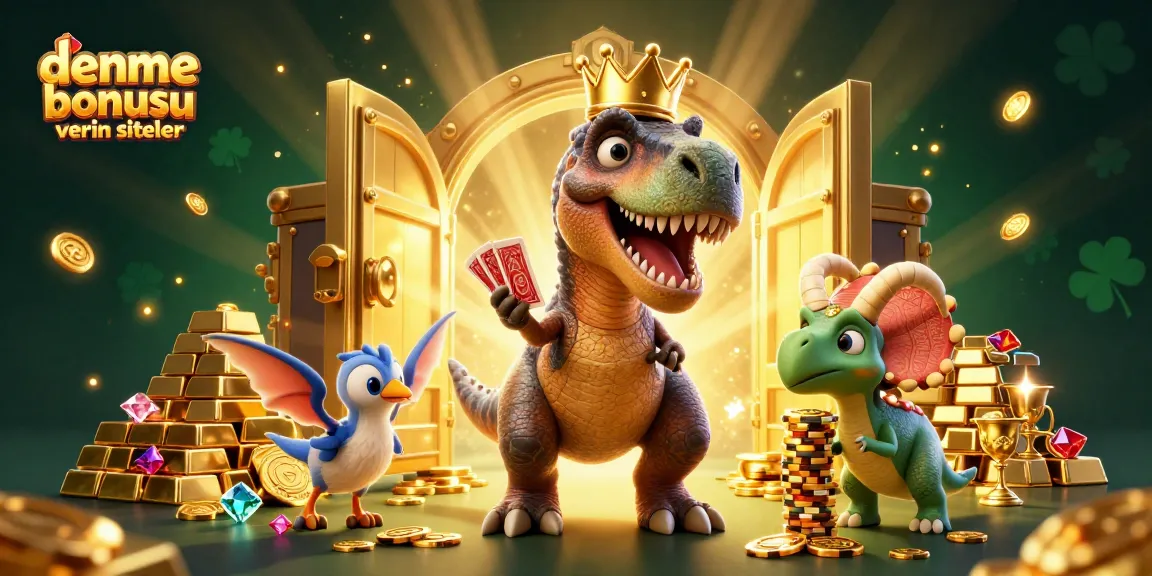 Engaging scene with a T-Rex and friends showcasing deneme bonusu veren siteler in a vibrant casino atmosphere.