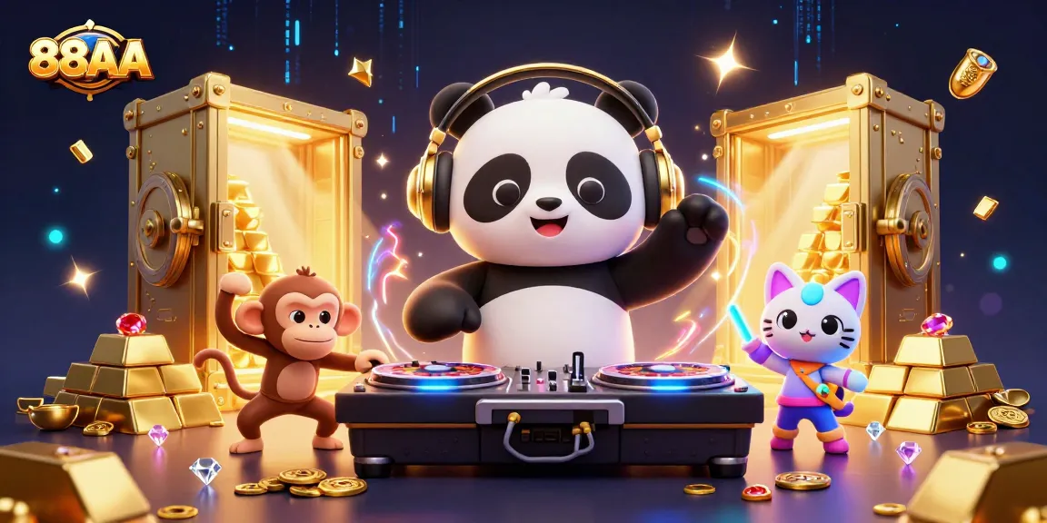 Engage with exciting 88AA games featuring a DJ panda and vibrant casino elements.