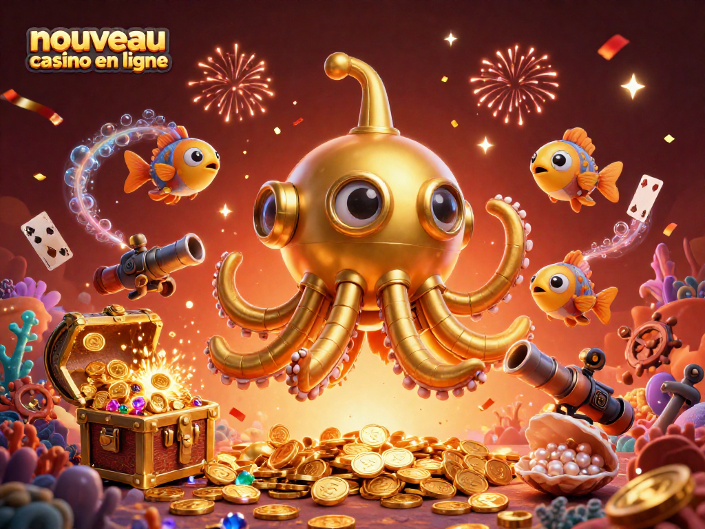 Vue inspirante d'un nouveau casino en ligne avec kraken et éléments de jeu