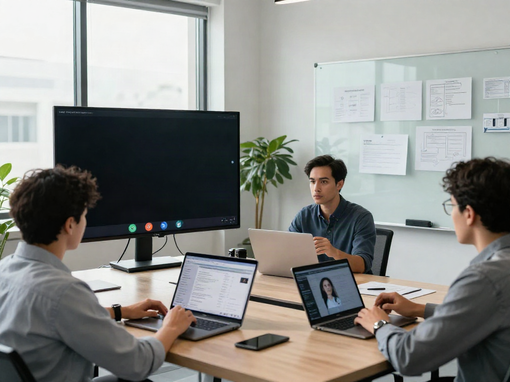 Deepfake protected Conferencing with diverse team in a secure virtual meeting.
