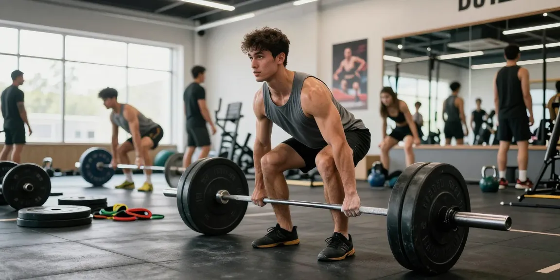 Active male athlete deadlifting in a bright gym, showcasing Selliza Steroids for peak performance.