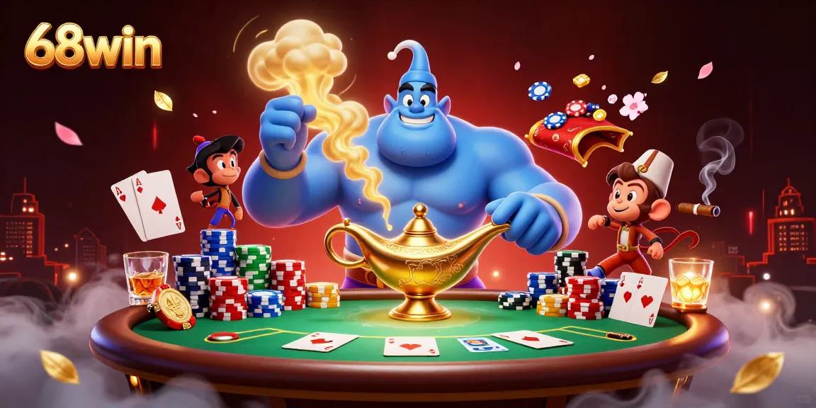 Experience thrilling gameplay at 68win with vibrant poker action and magical elements.