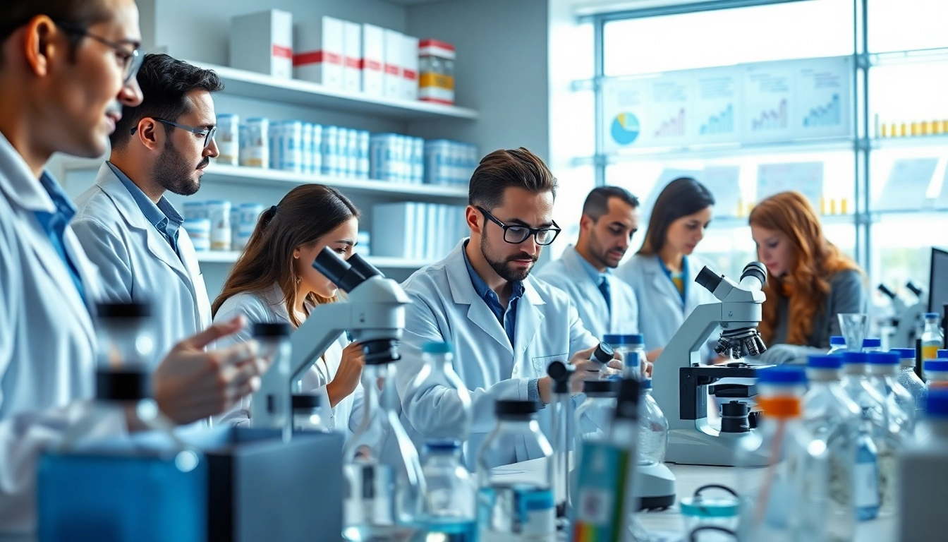 Analyze online peptides in a professional laboratory environment showcasing scientific exploration.