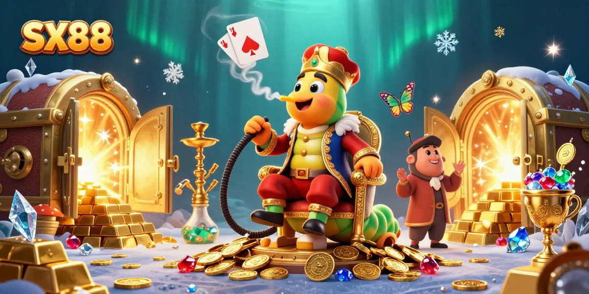 SX88 engages players with a dynamic casino scene featuring characters surrounded by gems and gold.