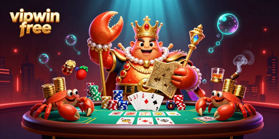 Experience adventure with vipwin free as the golden crab emperor commands a lively poker scene.
